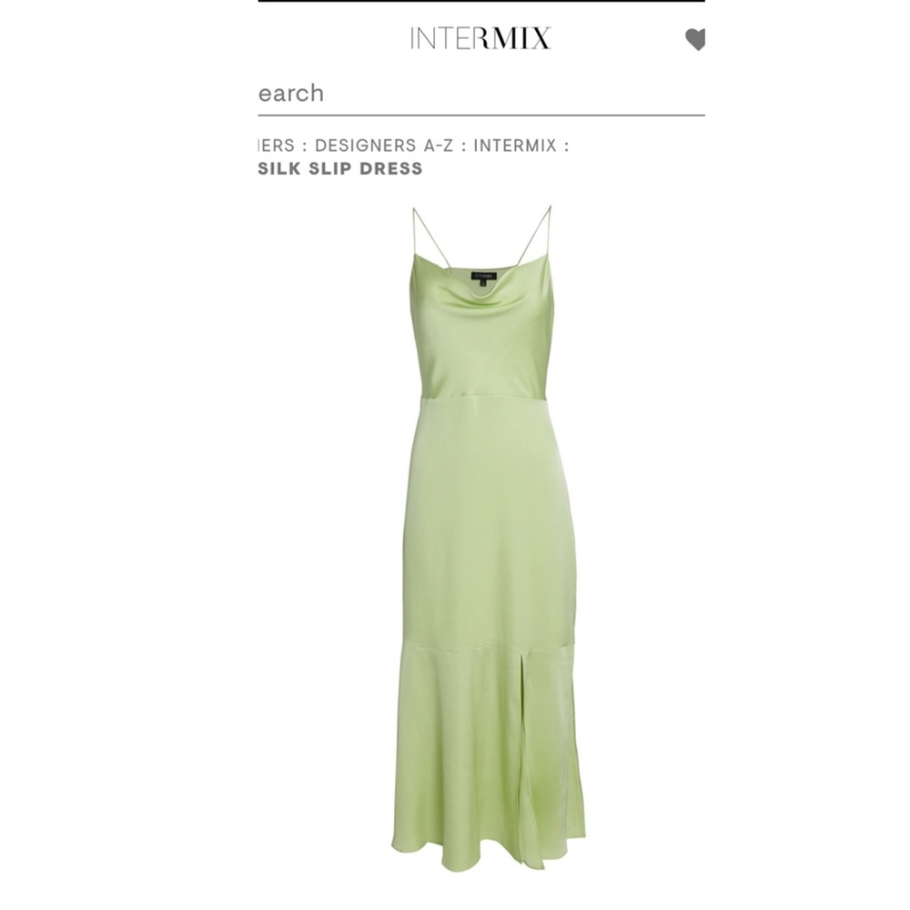INTERMIX Light green silk slip dress size 2
